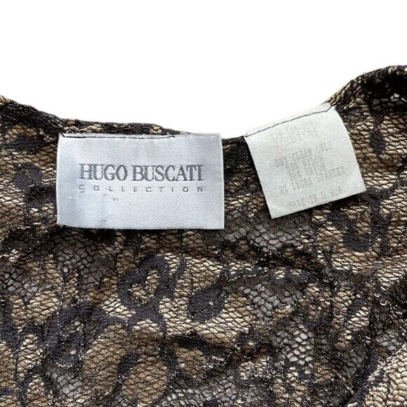 Hugo Buscati Sheer Lace Cardigan Women's Top Medium Black Long Sleeve V-Neck - Picture 3 of 10